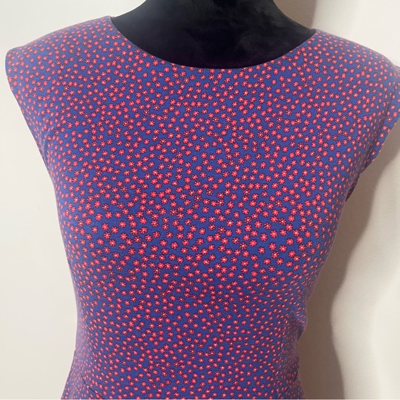 Boden Women’s Blue Red Floral Print Sleeveless Sheath Jersey Midi Dress Sz 6R - Picture 3 of 10